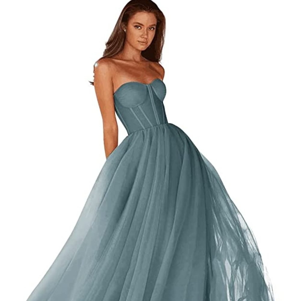 Elegant Backless Blue Dress